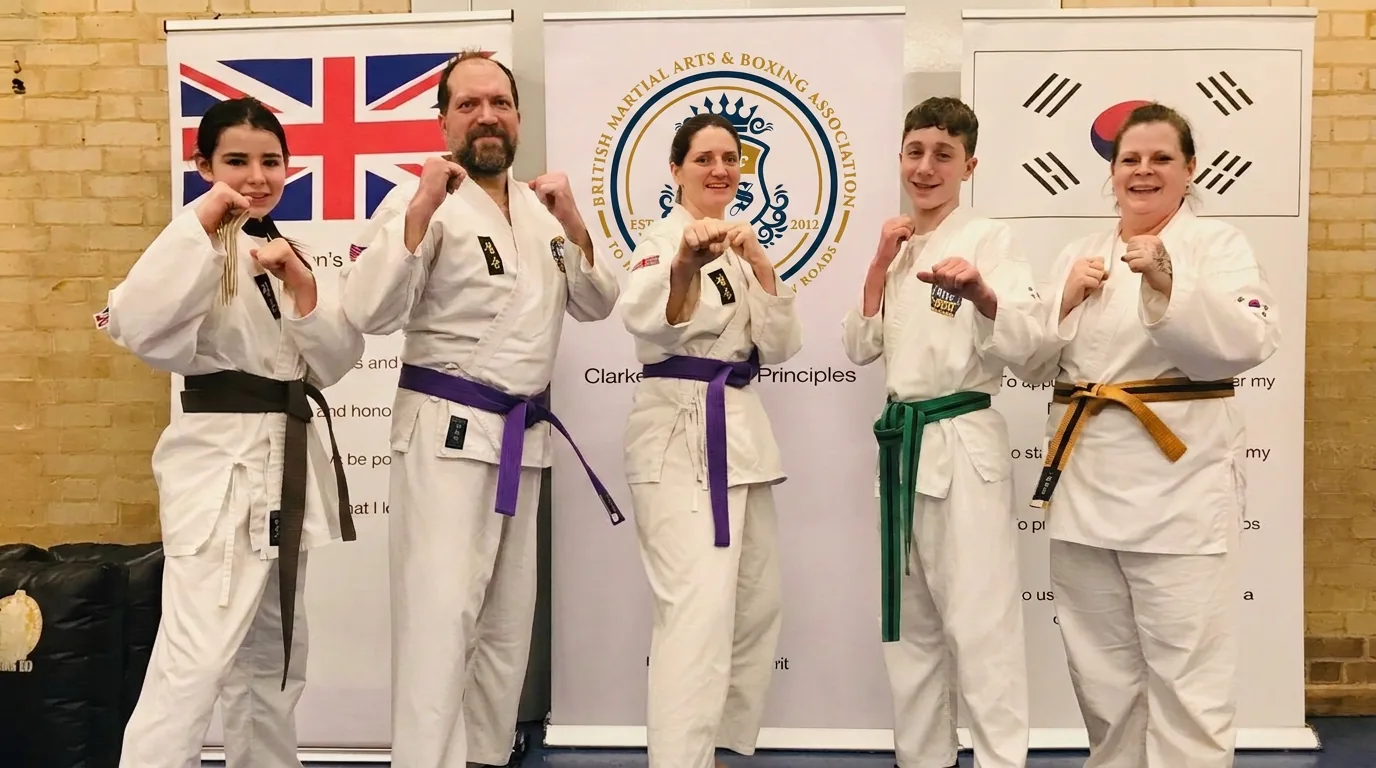 Teddington Martial Arts students and instructors training together in the dojo